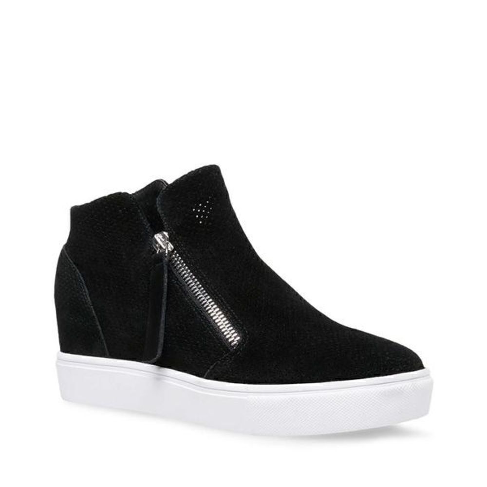Steve Madden Caliber black perforated suede double zip sneakers 8.5 sold out